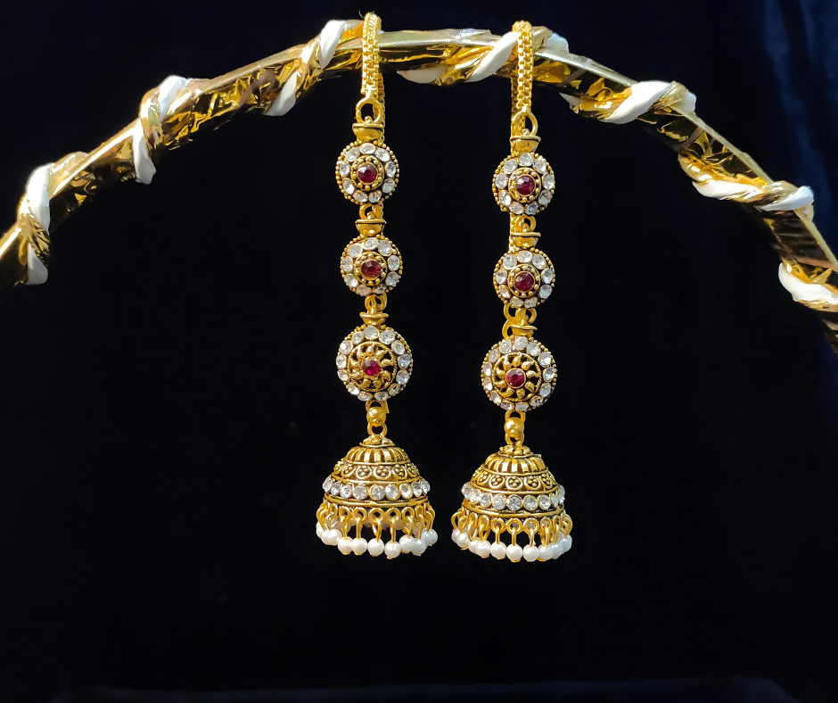 Desert Rose Jhumka: Rajasthani Elegance with Zircon & Beads