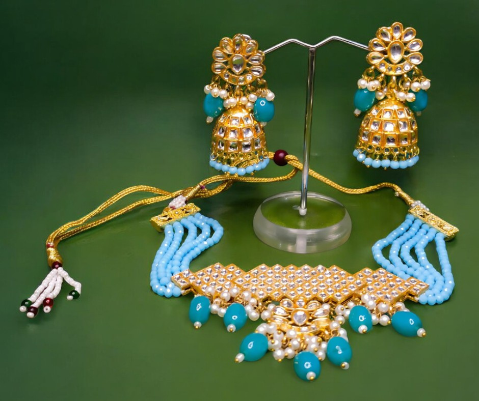 Regal Radiance Kundan Choker & Jhumka Set