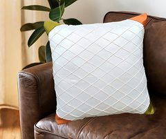 Decorative Pleated Square Cushion Covers - Off White (Set Of 2)