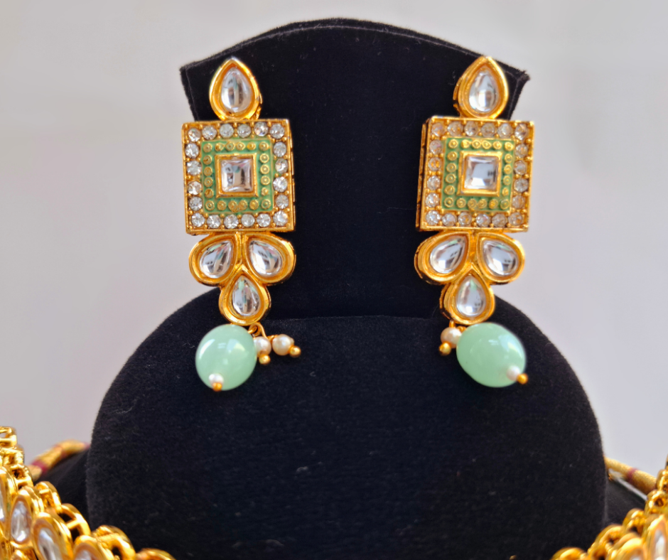 Pachi Kundan Choker Set – Light Green Edition