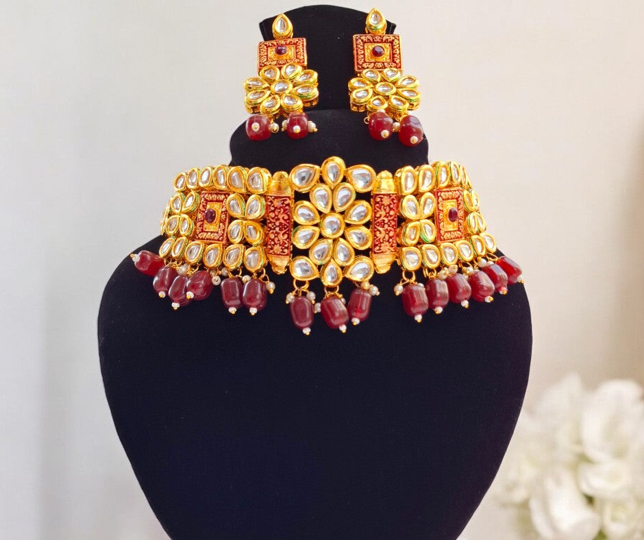 Maya Meenakari Kundan Choker & Jhumka Set