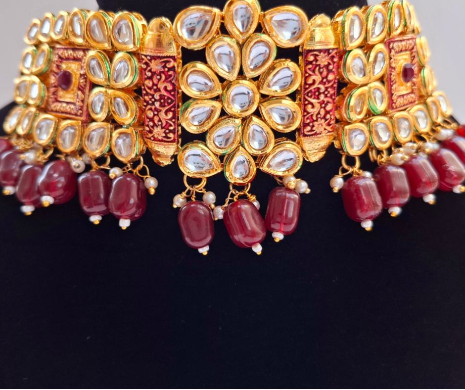 Maya Meenakari Kundan Choker & Jhumka Set