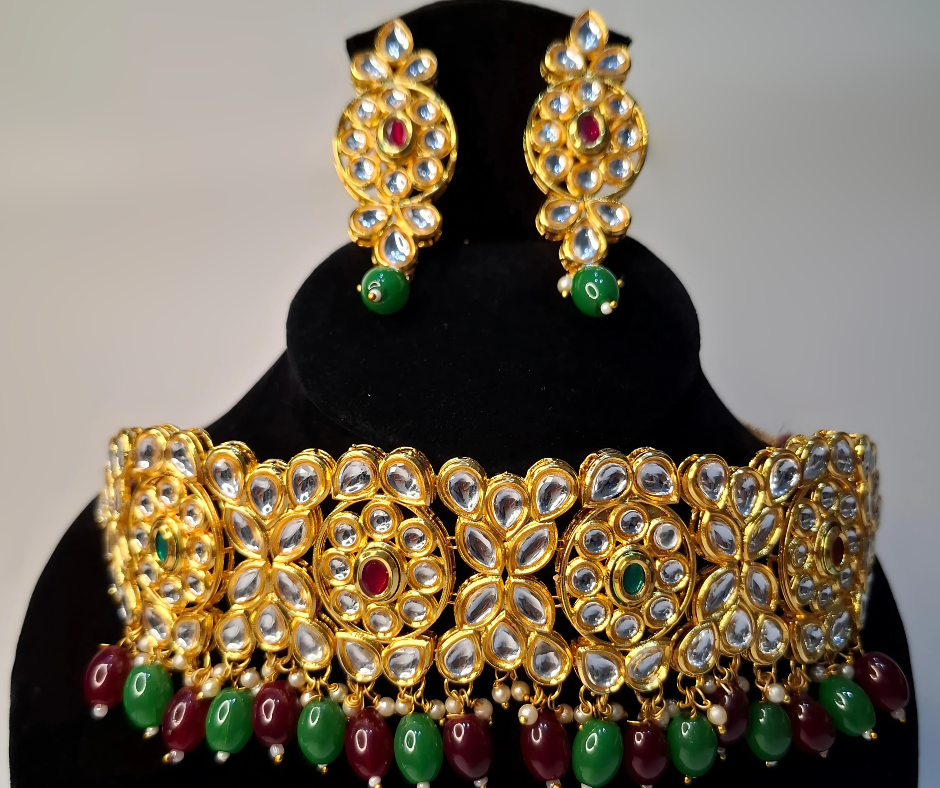 Charm Kundan Choker Necklace With Earrings