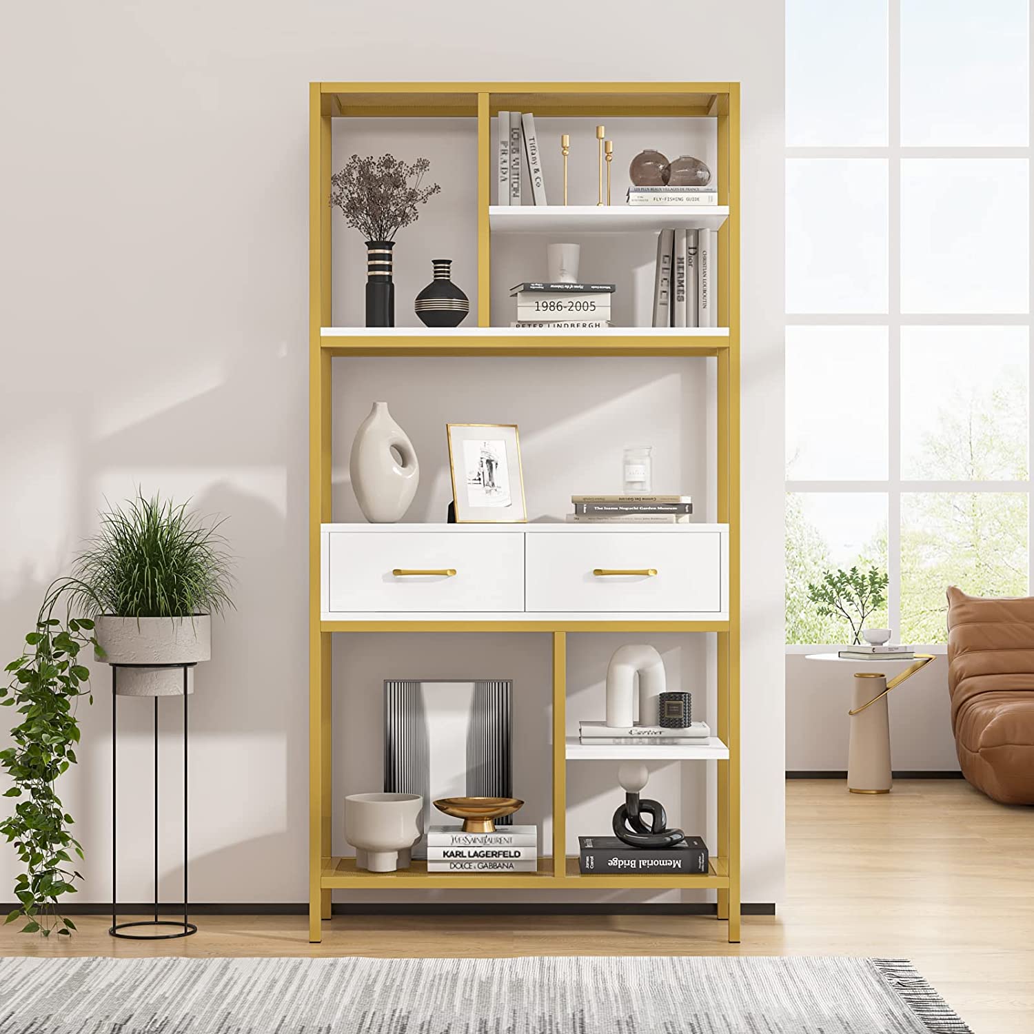 Kaylani Living Room Bookcase Shelve Organizer Storage Rack Decor - waseeh.com