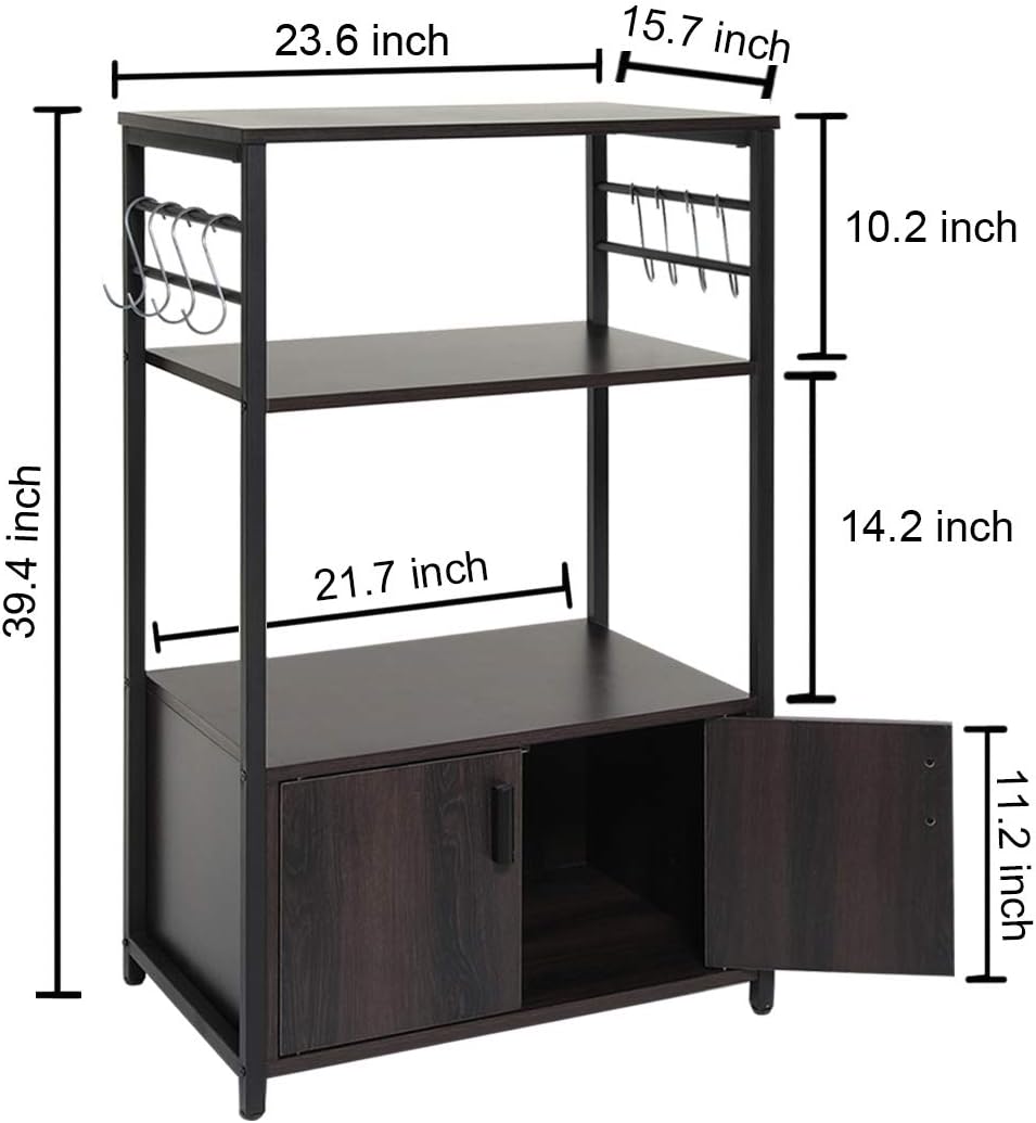 Iwell Living Dining Room Kitchen Microwave Stand Cabinet Utility Storage Shelve Rack