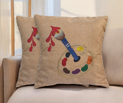 Brush & Bloom Hand-Painted Cushion Covers (Set of 2)