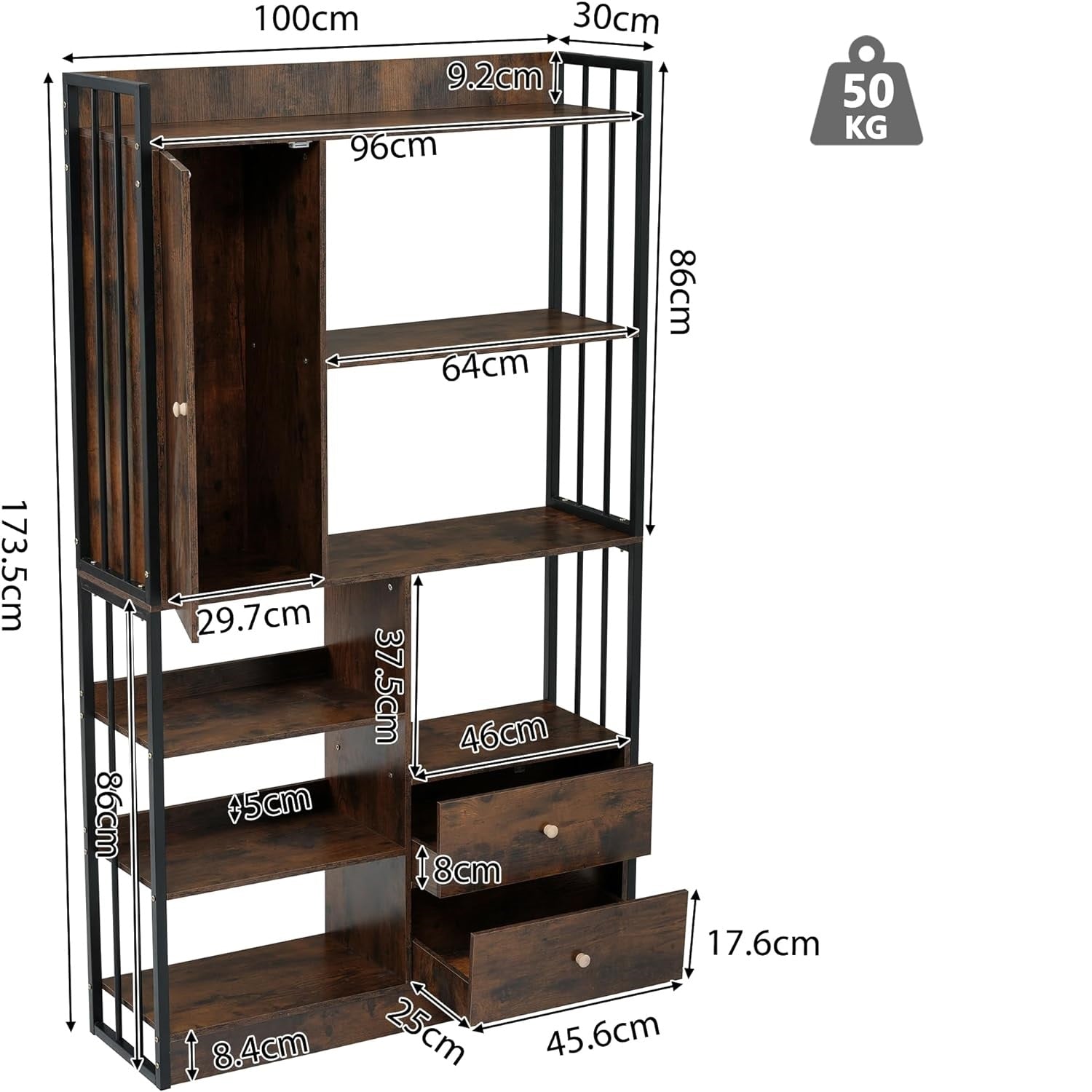 Becag Living Lounge Drawing Room Bookcase Organizer Rack