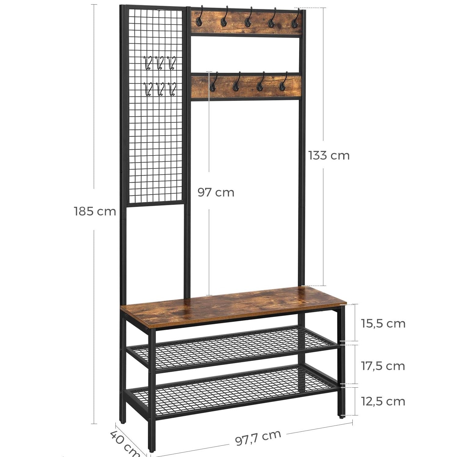 Digte Large Coat Clothes Shoes Storage Hanging Clothes Stand Rack With Grid