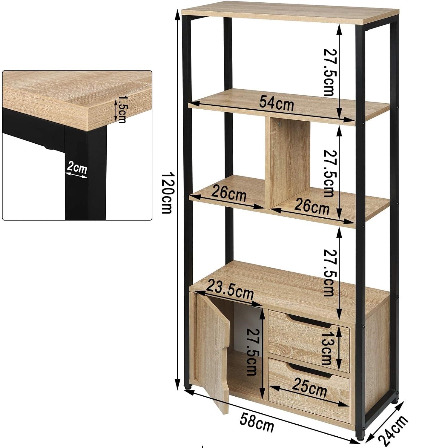 Woltu Kitchen Lounge Living Drawing Room Bookcase Cabinet Storage Rack