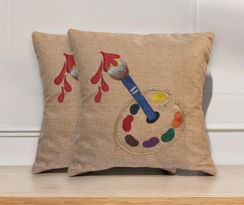 Brush & Bloom Hand-Painted Cushion Covers (Set of 2)