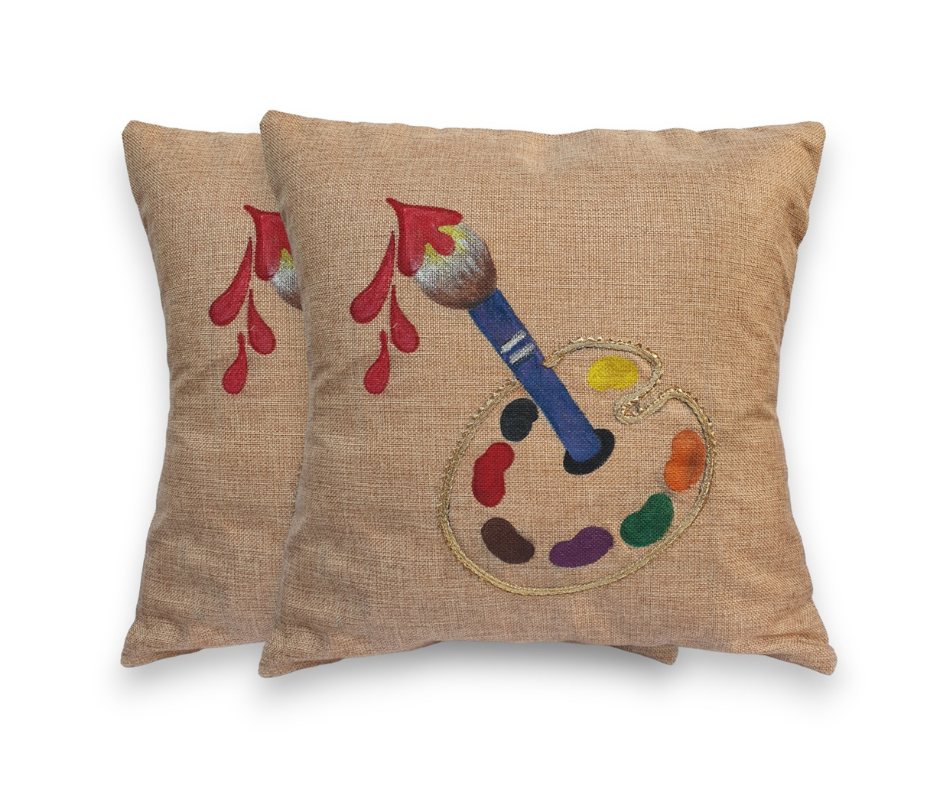 Brush & Bloom Hand-Painted Cushion Covers (Set of 2)