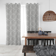 White & Grey Pattern Curtains