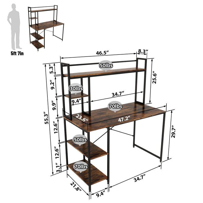 Reversible Home Office Workstation Writing Organizer Desk Table - waseeh.com