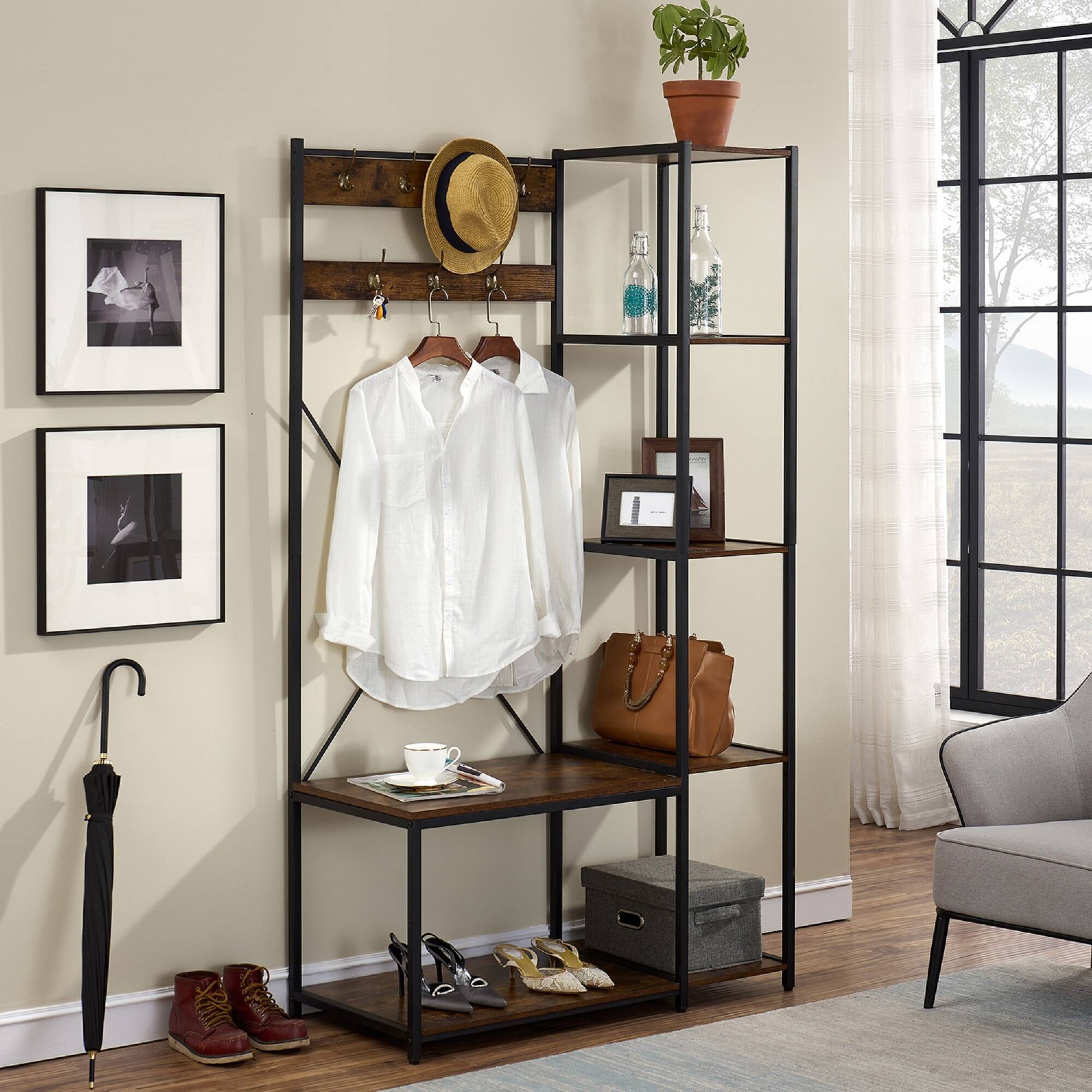 Grotesque Living Bedroom Shoe Coat Hang Storage Organizer Rack Decor - waseeh.com