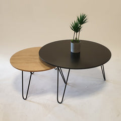 Tatami Contrasted Living Lounge Drawing Room Round Hairpin Centre Tables (Set of 2) - waseeh.com