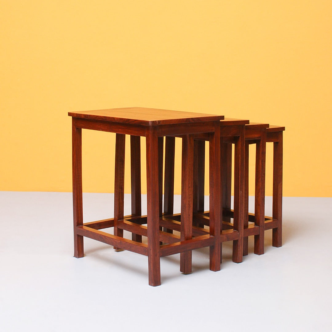 Tetrad Nakshi Nesting Shisham Tables (Set of 4) - waseeh.com