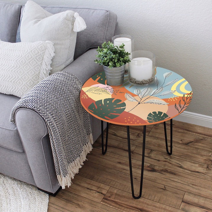 Cactus Leaves Living Lounge Center Side Hairpin Table - waseeh.com