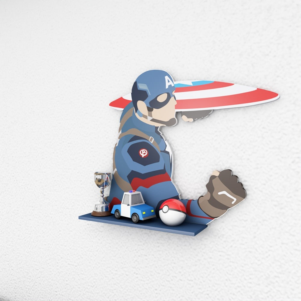 Captain America Marvel Kids Bedroom Floating Organizer Shelve Decor - waseeh.com