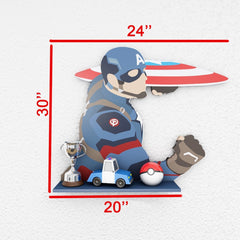 Captain America Marvel Kids Bedroom Floating Organizer Shelve Decor - waseeh.com