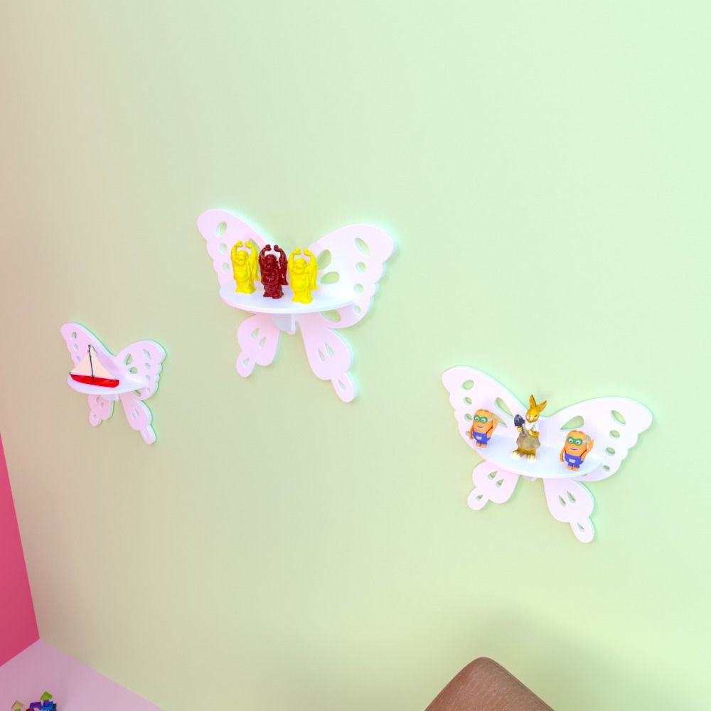 Crater Butterfly Kids Bedroom Floating Shelve Decor - waseeh.com