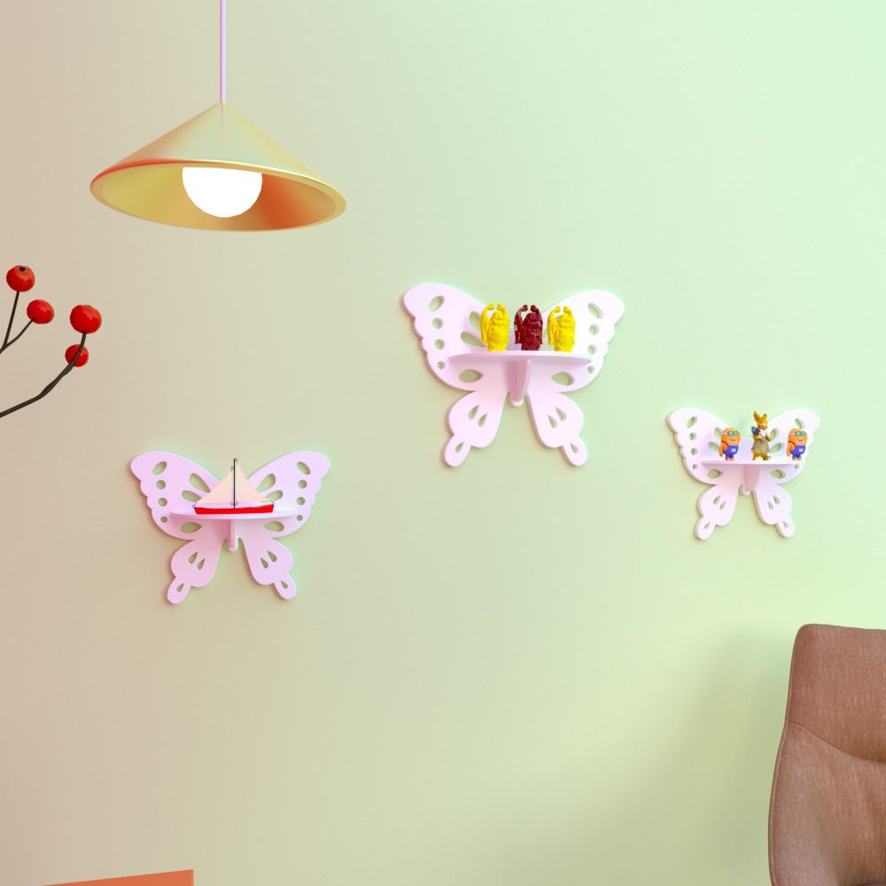 Crater Butterfly Kids Bedroom Floating Shelve Decor - waseeh.com