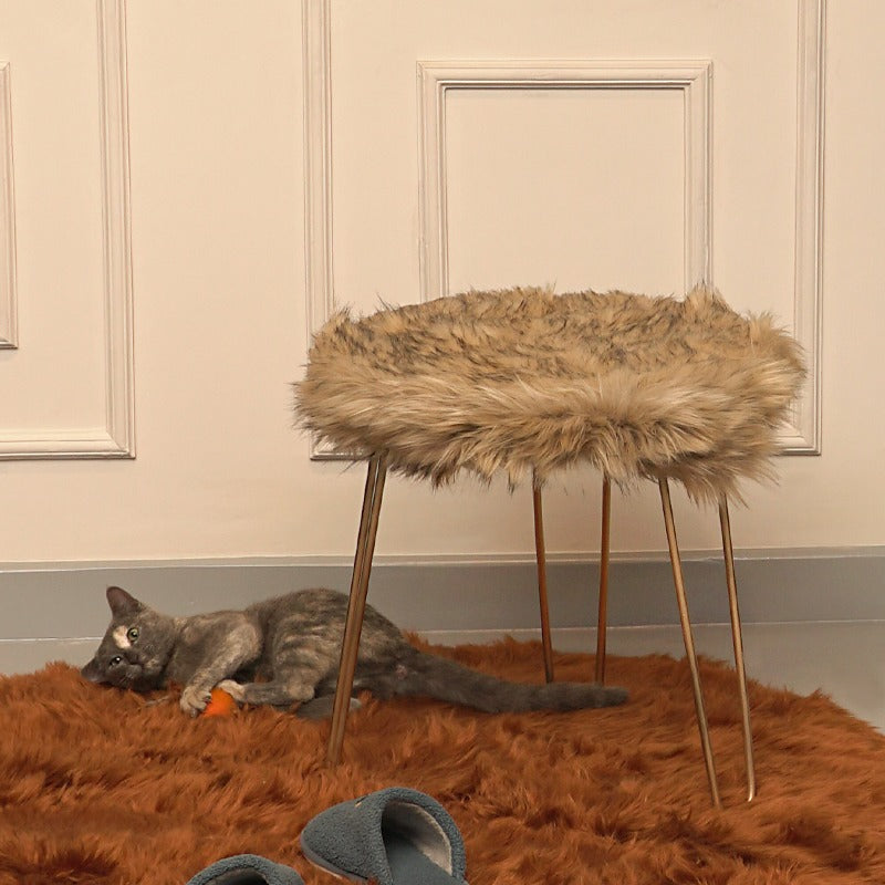 Modern Faux Fur Foot Rest Stool - waseeh.com