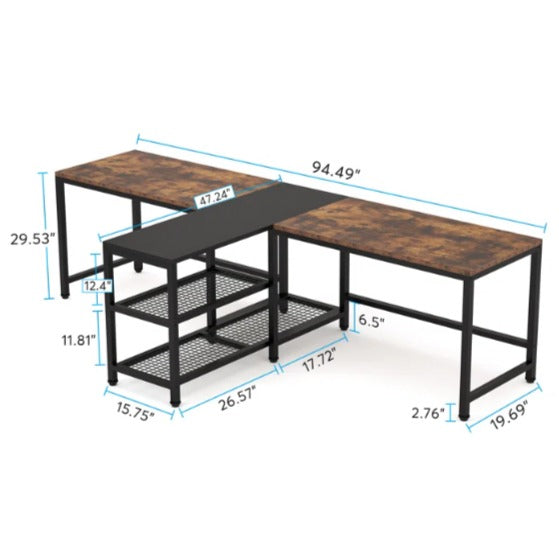 Marsida Living Room Office Wide Organizer Work Station Desk - waseeh.com