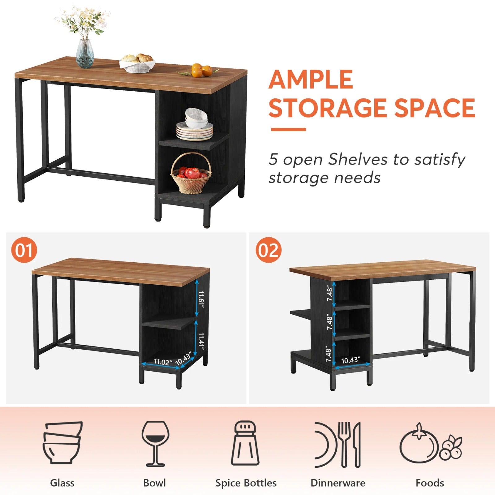 Sizzle Den Kitchen Island Organizer Storage Bakers Rack - waseeh.com