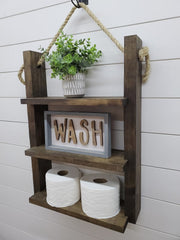 Rustic Wall Wood and Rope Ladder Shelf