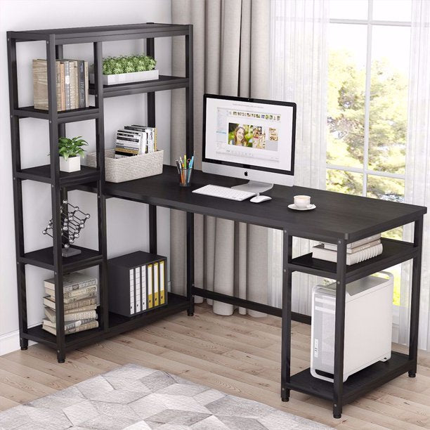 Reversible Hutch Home Office Workstation Bookcase Writing Organizer Desk Table - waseeh.com