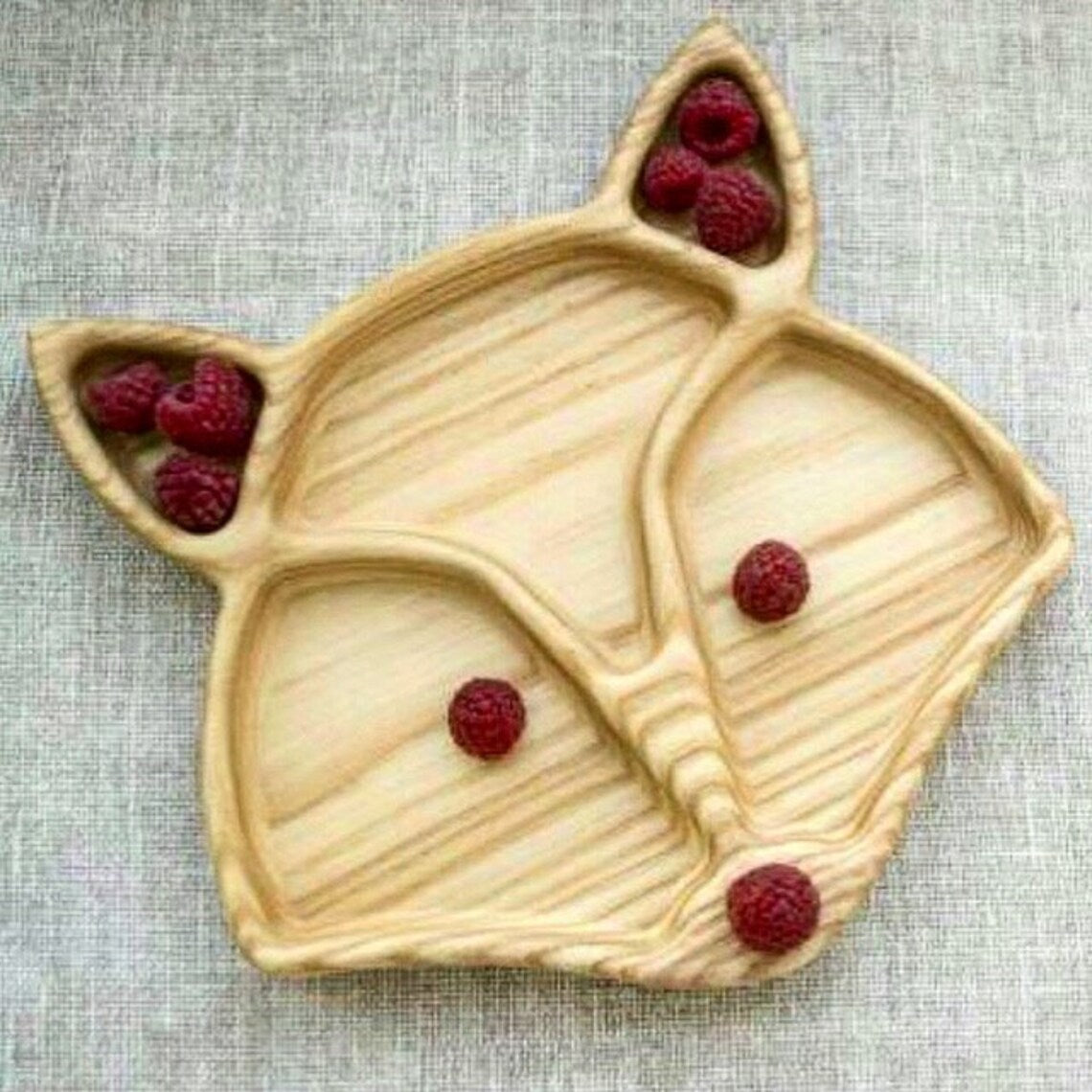 Fox Shape Kids Wooden Platter Tray - waseeh.com