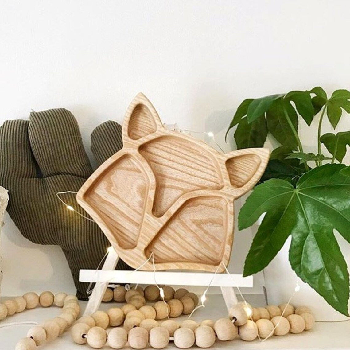 Fox Shape Kids Wooden Platter Tray - waseeh.com