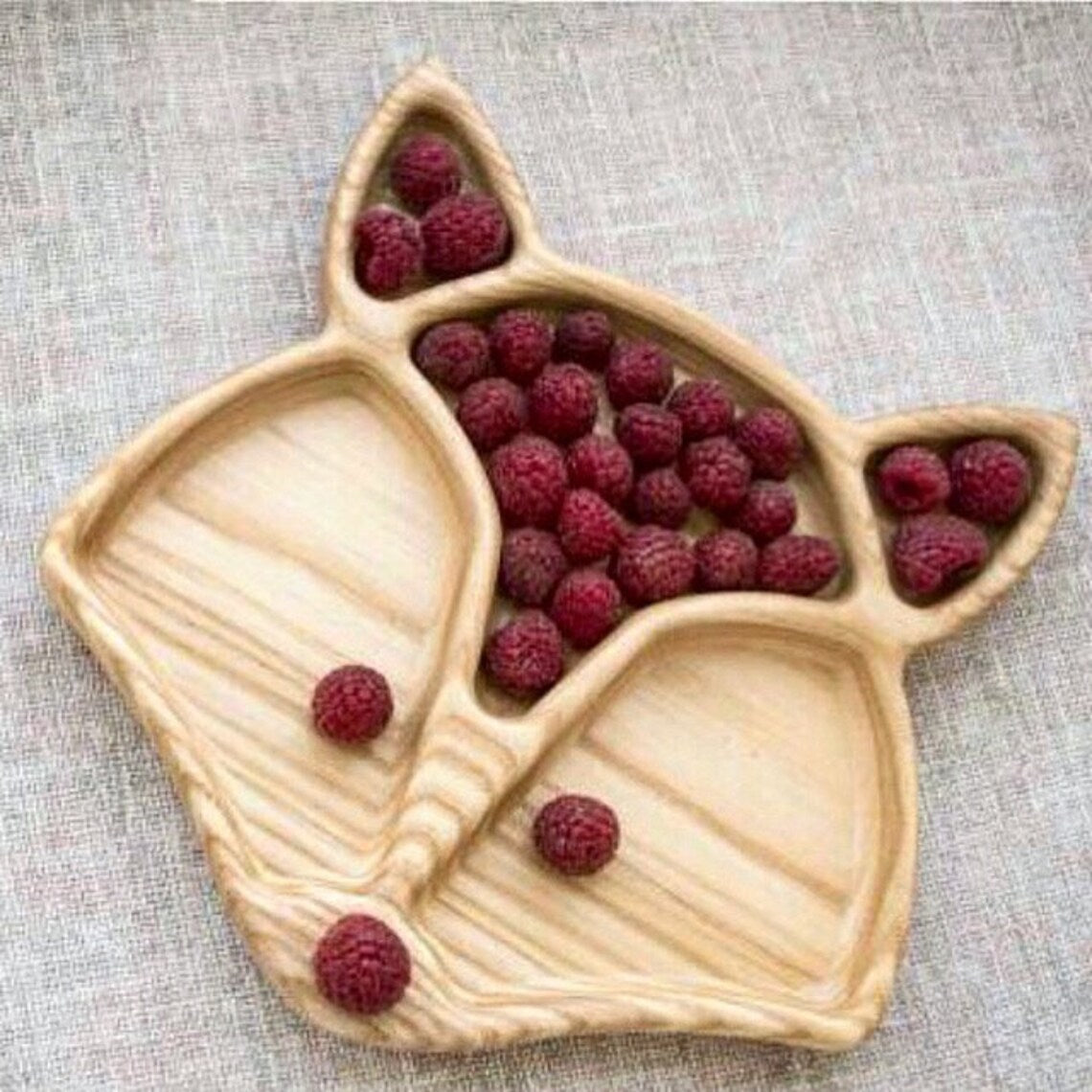 Fox Shape Kids Wooden Platter Tray - waseeh.com