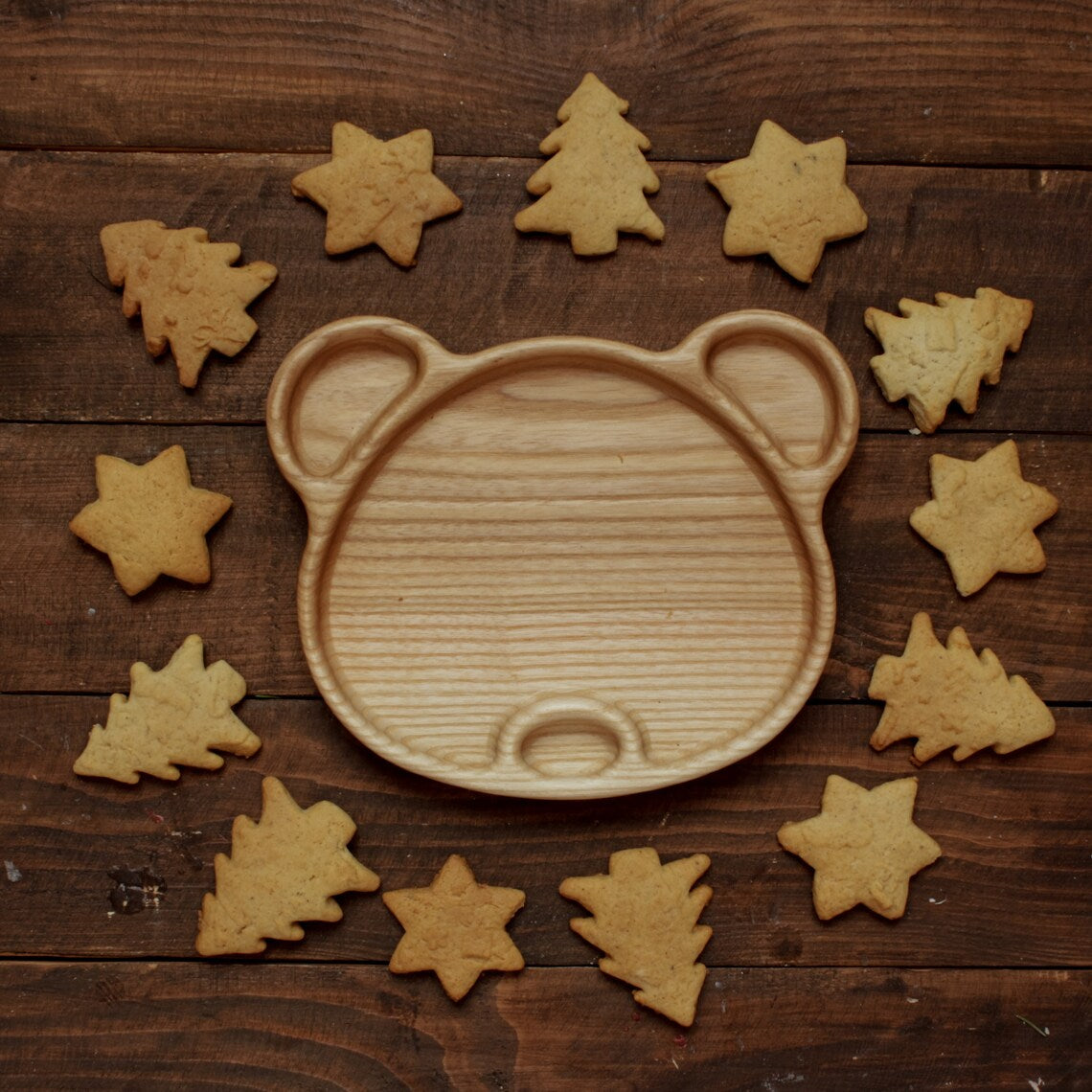 Bear Shape Kids Wooden Platter Tray - waseeh.com