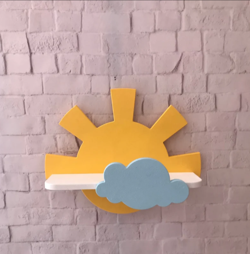 Cloudy Sun Kids Bedroom Floating Organizer Shelve Decor - waseeh.com