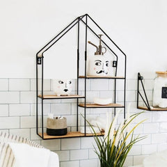 Wall-Mounted "Big Home" Floating Metal Storage Shelve Frame Organizer Decor - waseeh.com